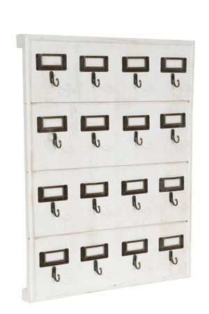 Biscottini Biscottini Bacheca Appendi Chiavi Legno Bianco Decapato 16 Ganci 37x5x47 Design