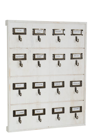 Biscottini Biscottini Bacheca Appendi Chiavi Legno Bianco Decapato 16 Ganci 37x5x47 Design