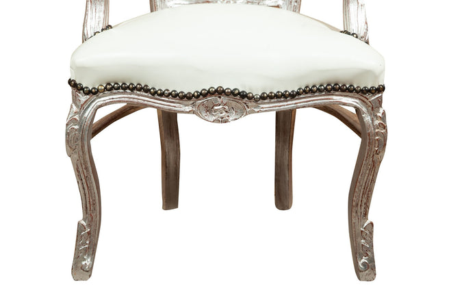 Biscottini Biscottini Poltrona Luigi XVI legno massello faggio intaglio foglia argento