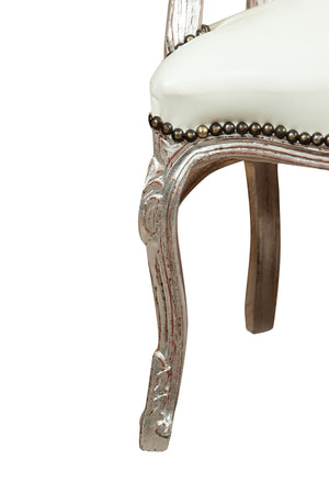 Biscottini Biscottini Poltrona Luigi XVI legno massello faggio intaglio foglia argento