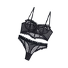 Completino Intimo Sexy Hot Lingerie in Pizzo Nero con Perizoma Reggiseno PushUp