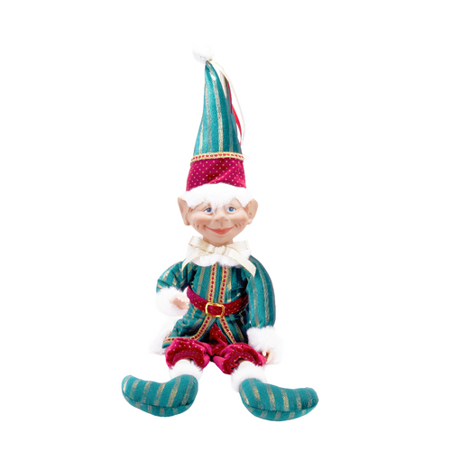 Pupazzo decorativo elfo natalizio colore rosso e verde decorazione natalizia da 70 cm