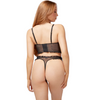 Completino Intimo Sexy Hot Lingerie in Pizzo Nero con Perizoma Reggiseno PushUp
