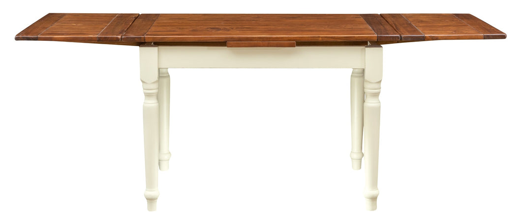 Biscottini Tavolo Country allungabile in legno massello struttura bianca anticata piano noce Made in Italy