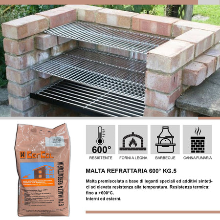 Cemento Refrattario Alta Temperatura 5 kg Grigio Resistente Fino a 600°C