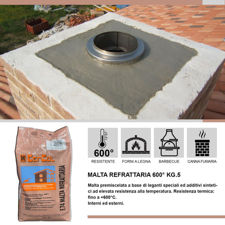 Cemento Refrattario Alta Temperatura 5 kg Grigio Resistente Fino a 600°C