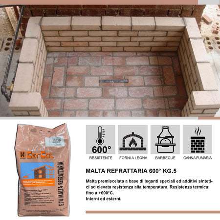 Cemento Refrattario Alta Temperatura 5 kg Grigio Resistente Fino a 600°C