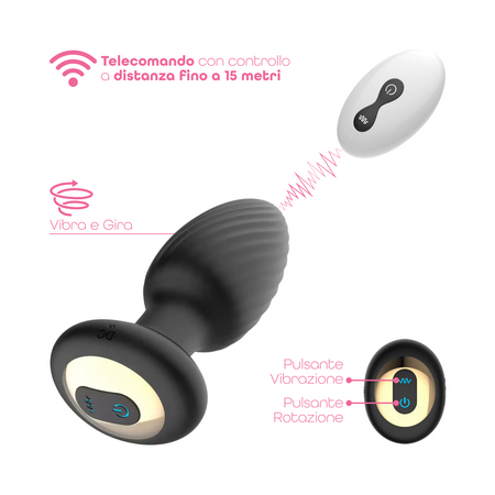Plug Anale Vibrante e Rotante in Silicone con Telecomando Ricaricabile Sex Toy