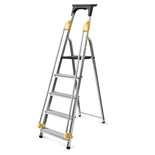 Drabest Scalette Serie Pro Scala Pieghevole In Alluminio 5 Gradini Scala Domestica Con Corimano Portata 150 Kg