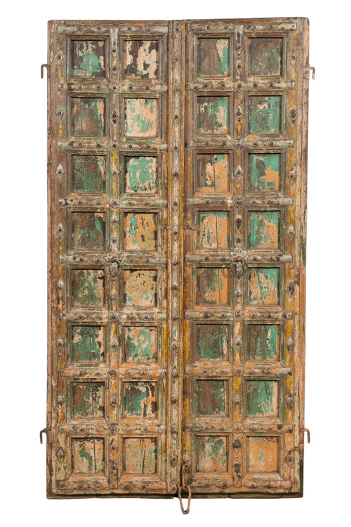 Biscottini Porta portone in legno massello e ferro da interno o da esterno vecchia e antica medievale