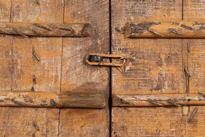 Biscottini Porta portone in legno massello e ferro da interno o da esterno vecchia e antica medievale