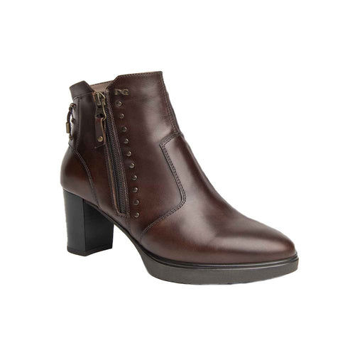 NEROGIARDINI Stivaletto donna con tacco in pelle marrone I116700D     412