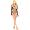 Body Sexy Donna in Rete Trasparente con Strass Lingerie Hot a Maniche Lunghe
