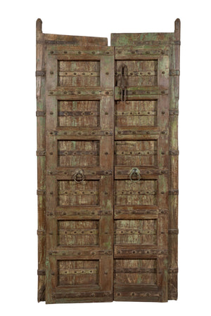 Biscottini Porta portone in legno massello e ferro da interno o da esterno vecchia e antica medievale