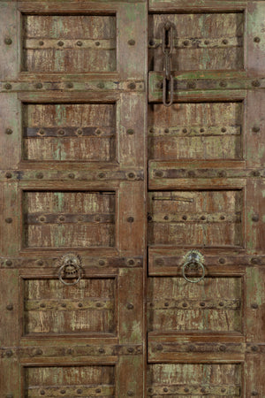 Biscottini Porta portone in legno massello e ferro da interno o da esterno vecchia e antica medievale