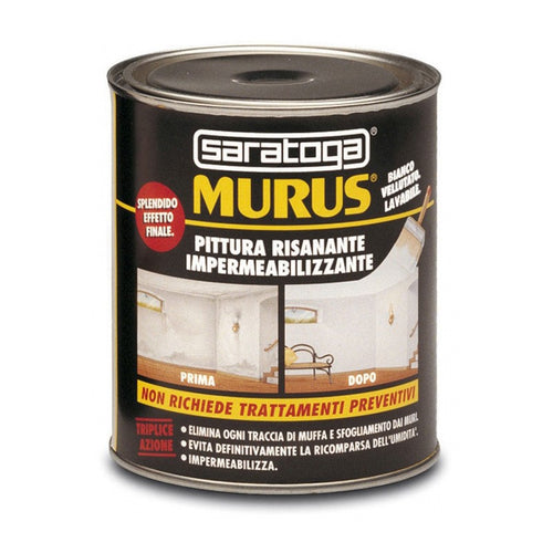 Murus 1lt pittura bianca lavabile risanante impermeabilizzante per interni ed esterni