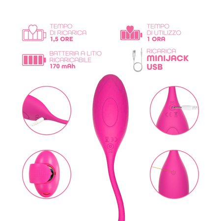 Ovetto Vibrante con Telecomando Vibratore Clitoride a 10 Modalità in Silicone