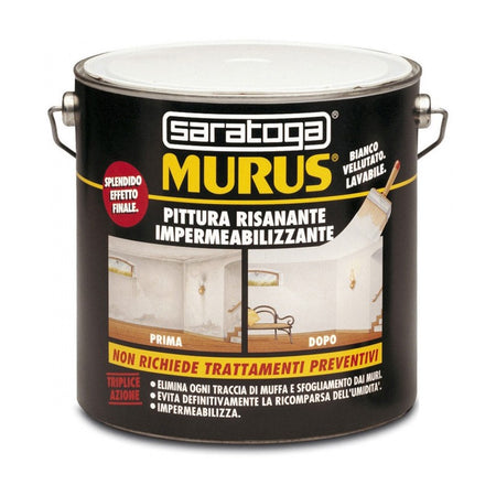 Murus 4lt pittura bianca lavabile risanante impermeabilizzante per interni ed esterni