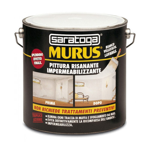 Murus 4lt pittura bianca lavabile risanante impermeabilizzante per interni ed esterni