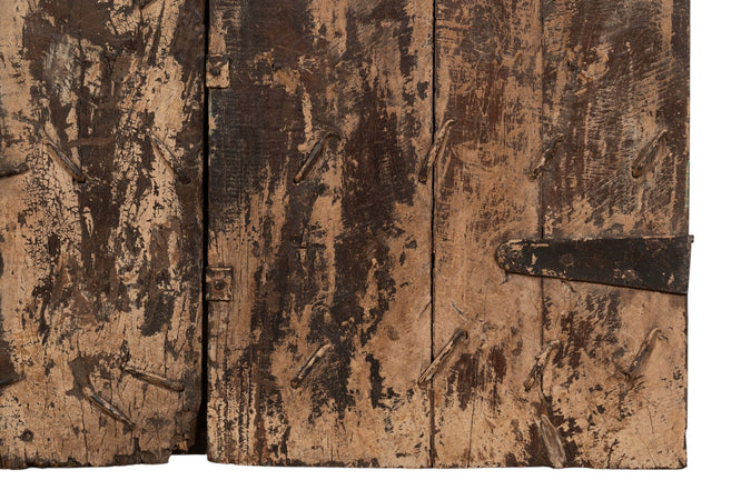 Biscottini Porta portone in legno massello e ferro da interno o da esterno vecchia e antica medievale