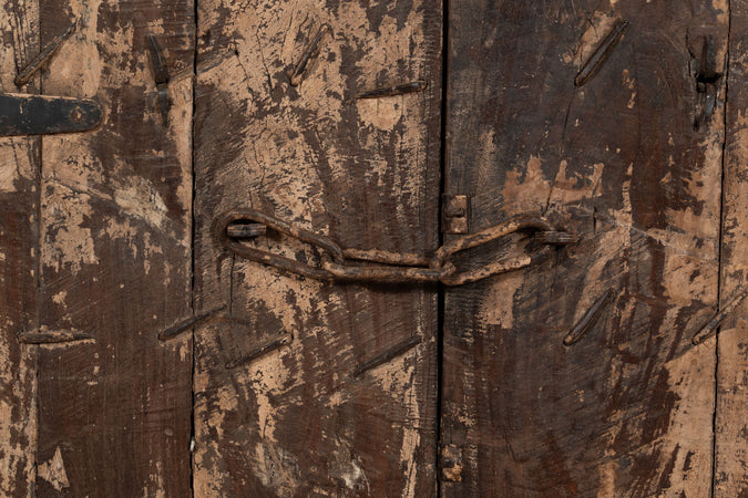 Biscottini Porta portone in legno massello e ferro da interno o da esterno vecchia e antica medievale