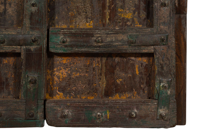 Biscottini Porta portone in legno massello e ferro da interno o da esterno vecchia e antica medievale