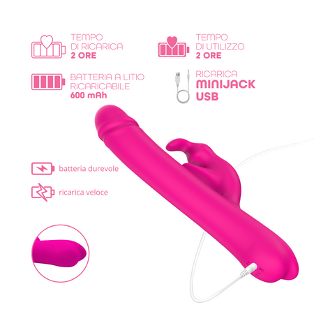 Vibratore Rabbit Rotante Stimolazione Clitoridea e Punto G in Silicone Sex Toy