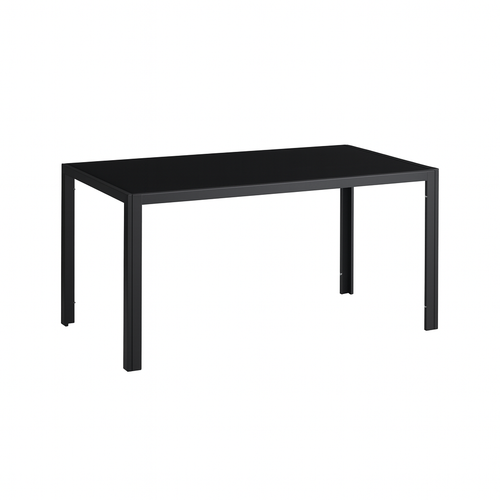 Tavolo Osiris con gambe in metallo e piano in vetro, design moderno per arredo interno + set 4 sedie