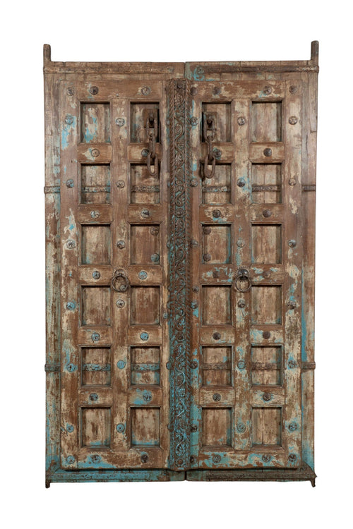 Biscottini Porta portone in legno massello e ferro da interno o da esterno vecchia e antica medievale