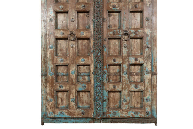 Biscottini Porta portone in legno massello e ferro da interno o da esterno vecchia e antica medievale