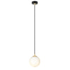 Sospensione Contemporanea Royal 1 Luce In Acciaio Nero/Oro Sfera Vetro Bianco