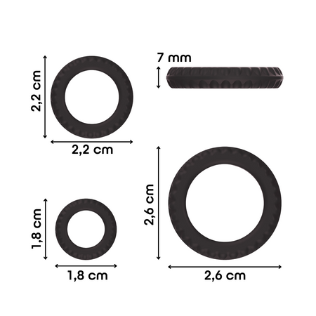 Set 3 Anelli Fallici Cockring in Silicone Effetto Ritardante Elastici per Pene