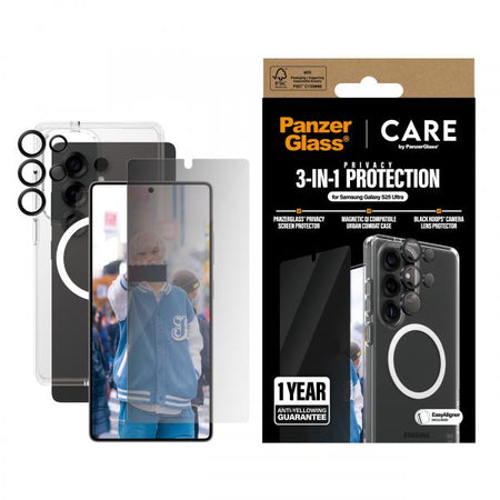 PanzerGlass CARE by  Flagship 3-in-1 Privacy Bundle Samsung Galaxy S25 Ultra Pellicola proteggischermo trasparente 1 pz