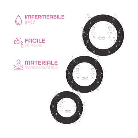 Set 3 Anelli Fallici Cockring in Silicone Effetto Ritardante Elastici per Pene