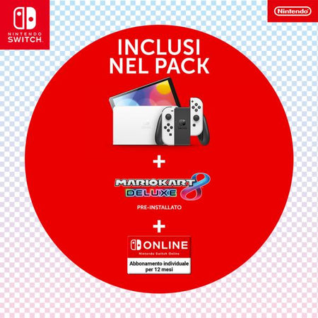 Nintendo Switch Console Oled Mario Kart 8 Deluxe + 12m Nso It