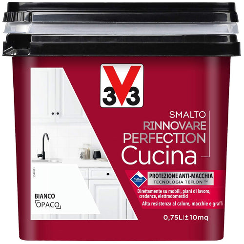 V33 Smalto Rinnovare Perfection Cucina Bianco Opaco 750ml e 2 litri