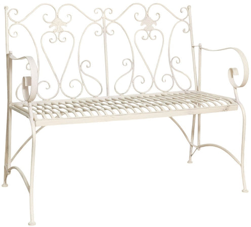 Biscottini Divanetto panchina in ferro finitura bianca anticata giardino realizzato