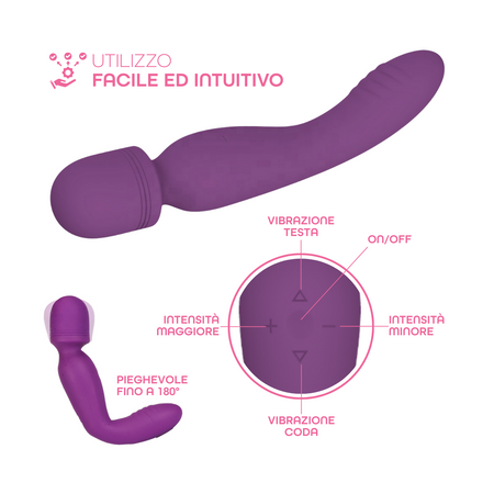 Wand Massager Vibratore Potente Dildo Massaggiatore in Silicone doppia Vibrazione