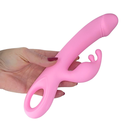 Vibratore Rabbit Doppia Stimolazione Clitoride Punto G Dildo in Silicone Medico
