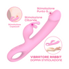 Vibratore Rabbit Doppia Stimolazione Clitoride Punto G Dildo in Silicone Medico