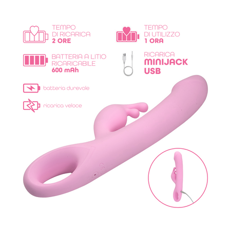 Vibratore Rabbit Doppia Stimolazione Clitoride Punto G Dildo in Silicone Medico