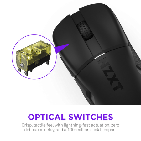NZXT MS-101NB-01 mouse Gaming Mano destra RF Wireless Ottico 26000 DPI (NZXT LIFT ELITE W/L GAMING MOUSE BLACK)