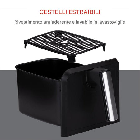 Double Air Fryer Friggitrice Aria Calda 8L Display Digitale 1700W Cottura senza Grassi