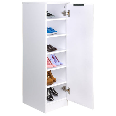 Mobile Scarpiera 6 Ripiani in Legno MDF 30x35 H 100 cm Multiuso Bianco Moderno