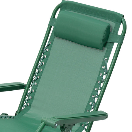 Sedia Sdraio Cordonata Gravità Zero Reclinabile Pieghevole Poggiatesta Verde