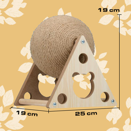 Tiragraffi Palla Girevole per Gatti, Sfera con Supporto e Sisal Naturale, 25x19cm