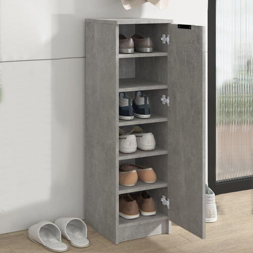 Mobile Scarpiera 6 Ripiani in Legno MDF 30x35 H 100 cm Multiuso Cemento Moderno