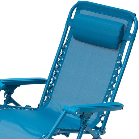 Sedia Sdraio Cordonata Gravità Zero Reclinabile Pieghevole Poggiatesta Blu