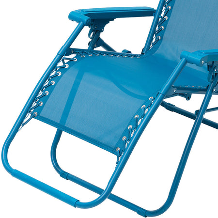 Sedia Sdraio Cordonata Gravità Zero Reclinabile Pieghevole Poggiatesta Blu