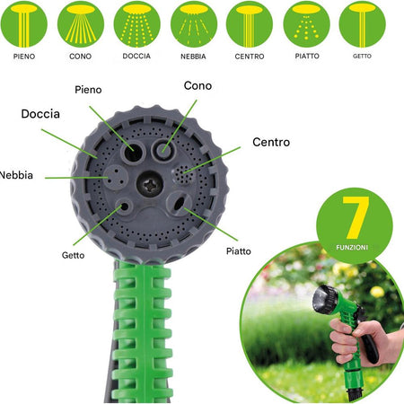 Tubo da Giardino Flessibile Estensibile fino a 20 MT con Doccetta regolabile